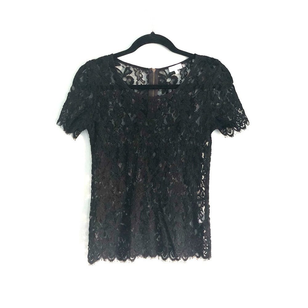 Matabelle Lace Short Sleeve Top Black